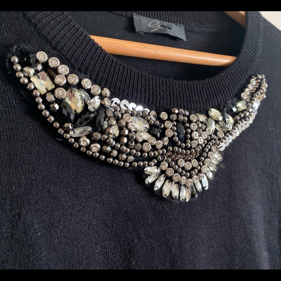 Black knit sweater with beaded front - Picture 3 of 5